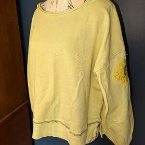 Anthropologie Daily Practice Summer Cotton Floral Embroidered Sweatshirt Med
